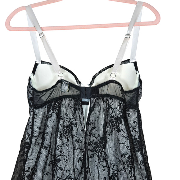 Vintage Seductivewear Cinema Etoile Chemise Womens Medium Black Babydoll Lined - Picture 5 of 9